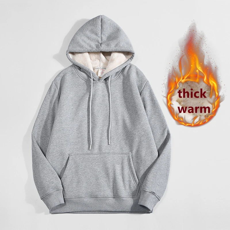 Sherpa Hoodie Fleece - Высококачественные серые толстовки с утолщенной флисовой